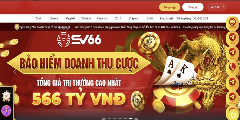 Đầu tiên, bạn hãy truy cập vào trang chủ SV66